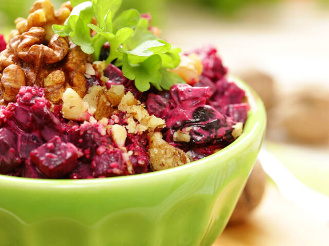 red beet salad with walnuts - healthy food