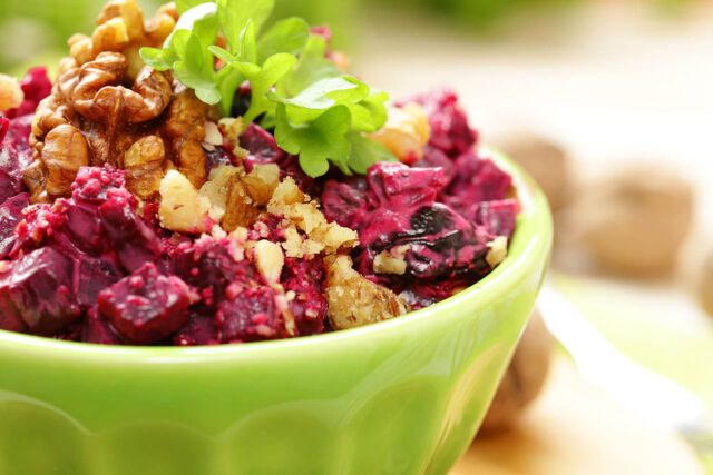 red beet salad with walnuts - healthy food