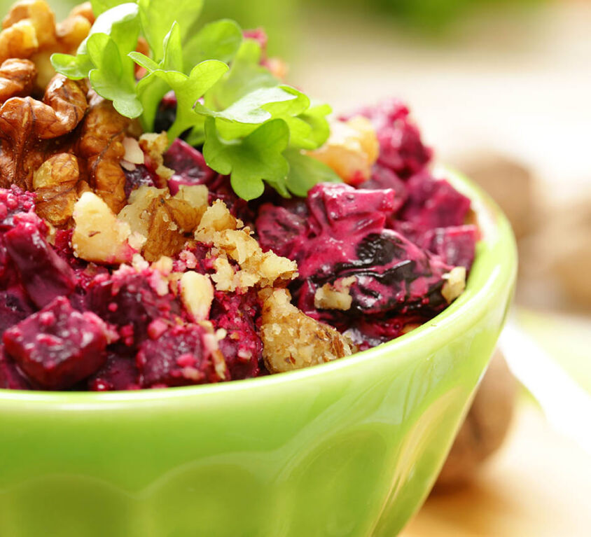 red beet salad with walnuts - healthy food